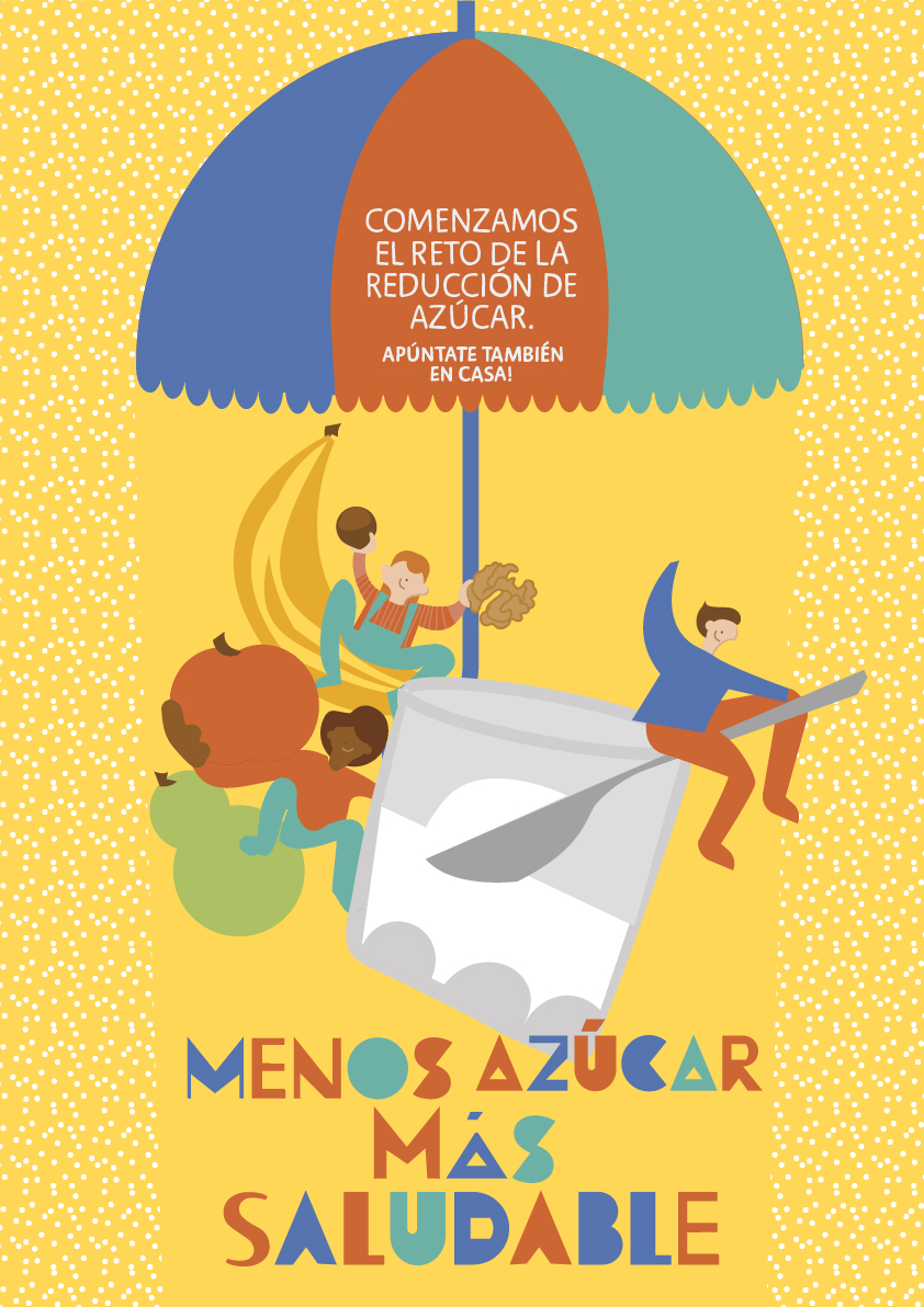 Sara Villanueva diseño e ilustración poster "Menos azúcar más saludable"